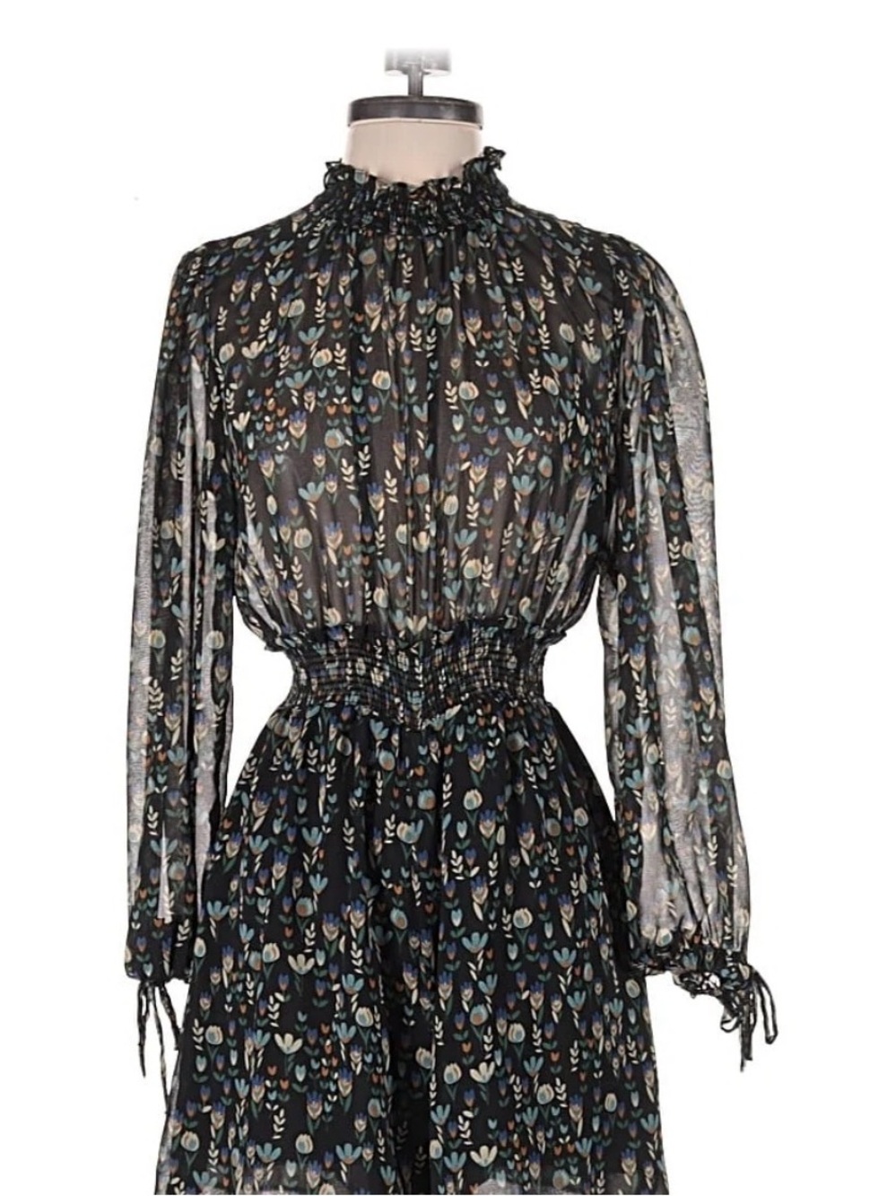 Zara Black Floral Smocked Blouse Romper New with tags